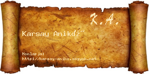 Karsay Anikó névjegykártya